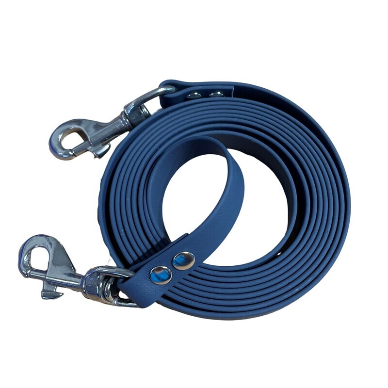 Tolle Führleine aus Coated Webbing, 16 mm Breite, petrol graublau, sehr leicht und abwaschbar, Länge nach Wunsch