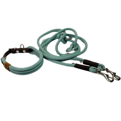 Leine Halsband Set verstellbar, seegrün, ab 20 cm Halsumfang