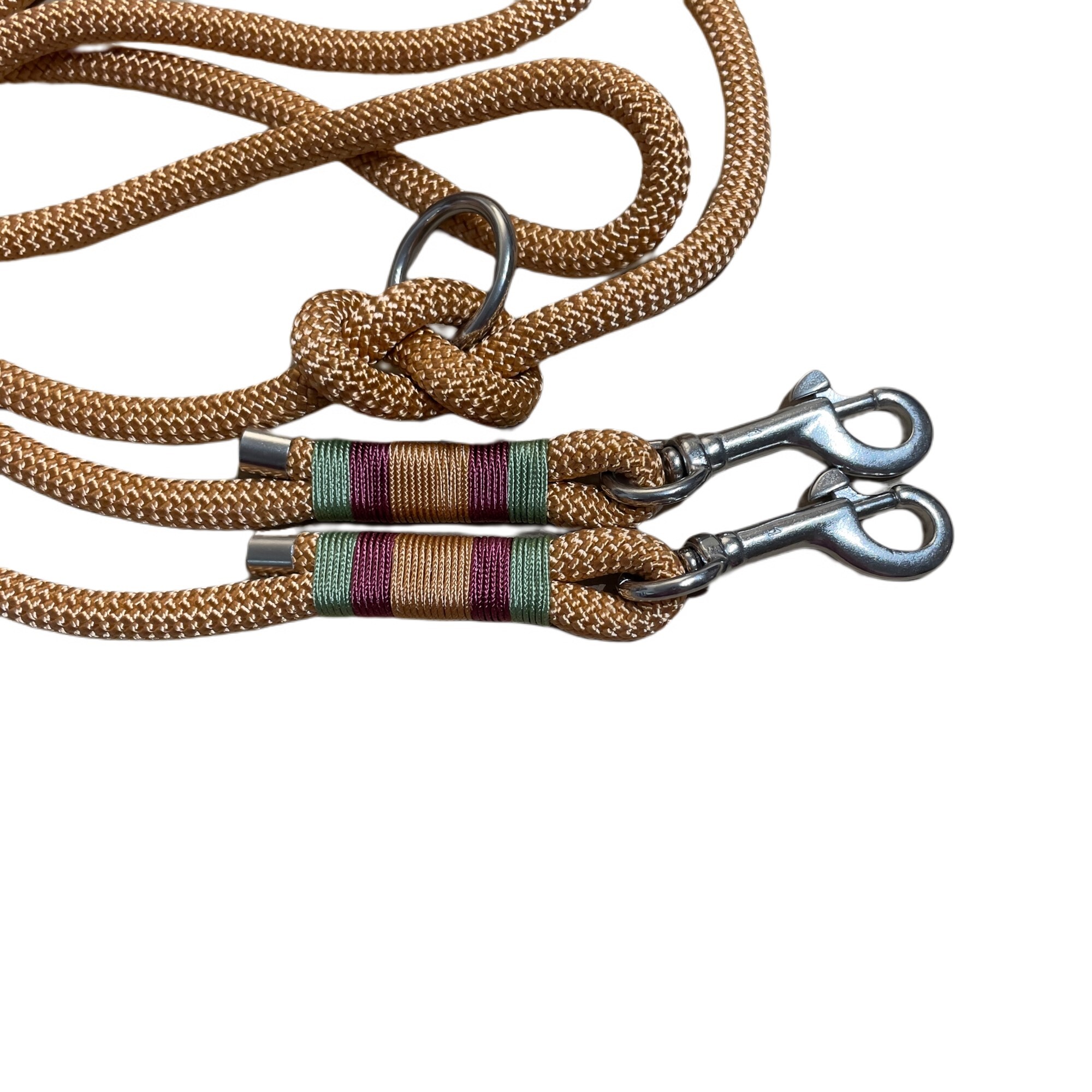 Hundeleine verstellbar, Tauleine, kupfer, grün, rot, Wunschlänge