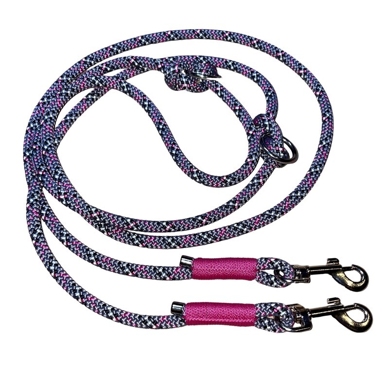 Hundeleine, verstellbar, grau, schwarz, pink, weiß