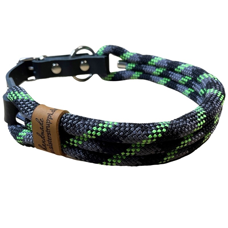 Hundehalsband, schwarz, grau, neongrün, verstellbar