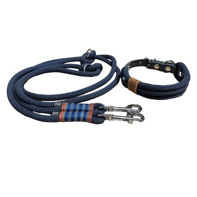 Leine Halsband Set verstellbar, dunkelblau, ab 25 cm Halsumfang