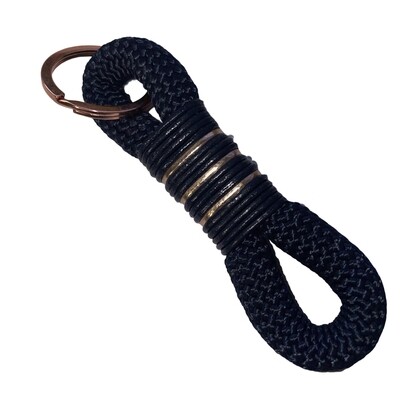 Schlüsselanhänger dunkelblau aus Tau mit Leder