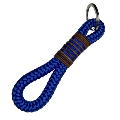 Schlüsselanhänger royalblau aus Tau mit Leder