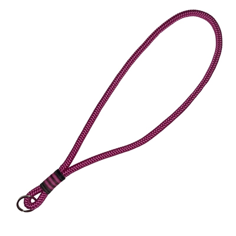Schlüsselanhänger, lang, dunkelpink, aus Tau mit Leder