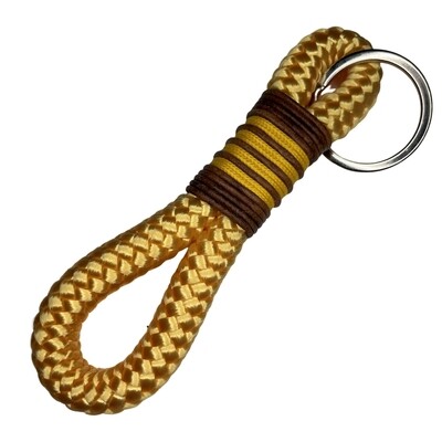 Schlüsselanhänger gelb, aus Tau mit Leder