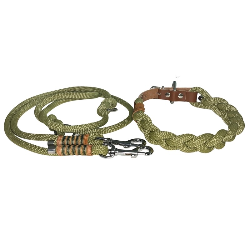 Leine Halsband Set verstellbar, guacamole, ab 23 cm Halsumfang