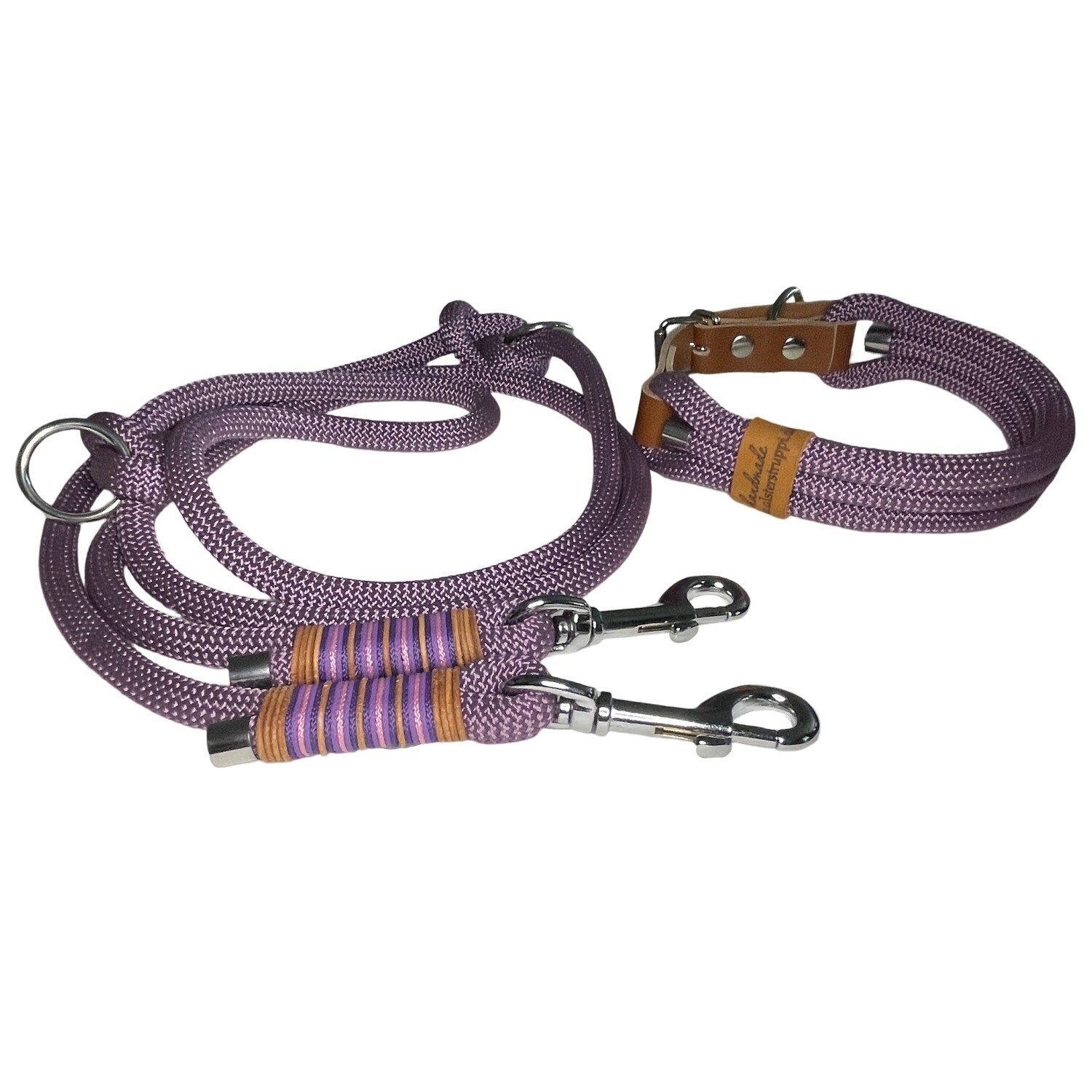 Leine Halsband Set verstellbar, mauve blasslila, ab 23 cm Halsumfang