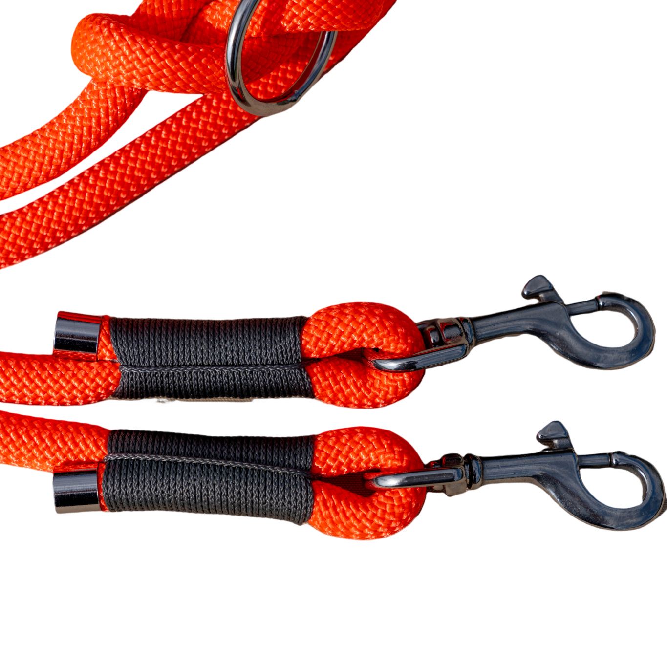 Hundeleine, verstellbar, aus Tau, anthrazit, neonorange