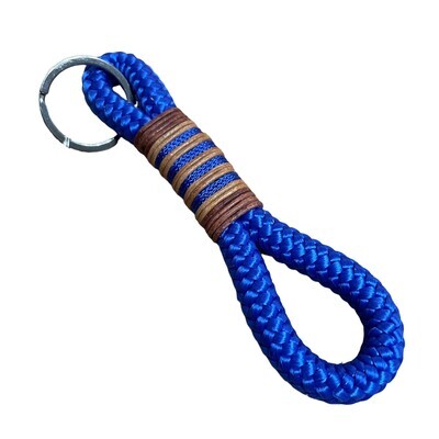 Schlüsselanhänger royalblau, aus Tau mit Leder