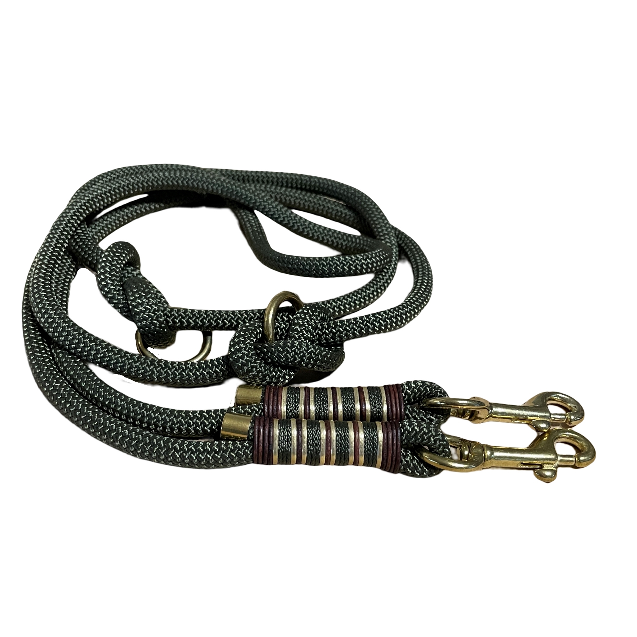 Hundeleine verstellbar oliv, gold, braun, AlsterStruppi Wunschlänge