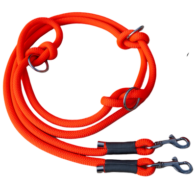 Hundeleine, verstellbar, aus Tau, anthrazit, neonorange