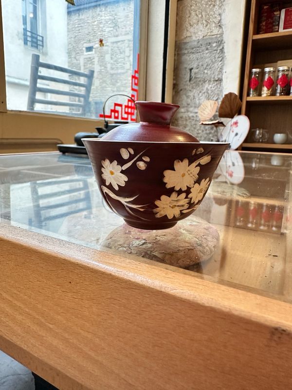Gaiwan fleur argentée