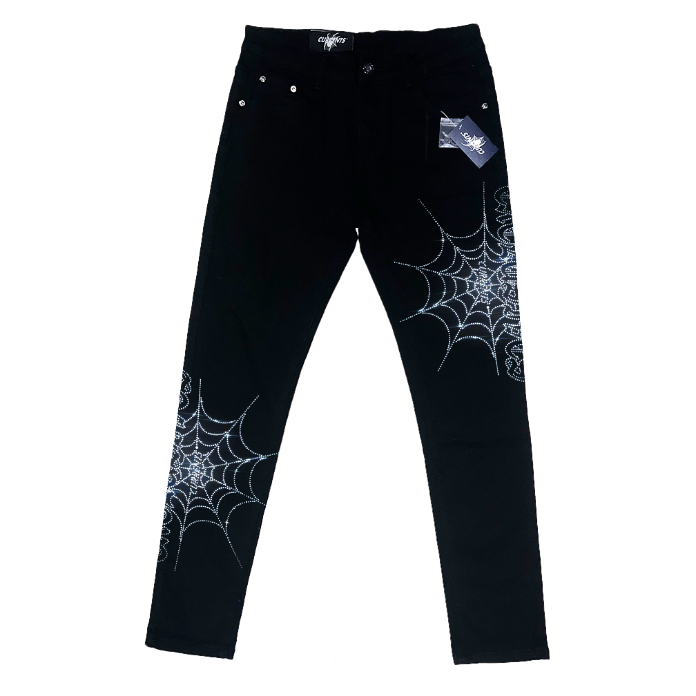 New: Rhinestone Exclusives Spiderweb Denim Jeans (BLACK)