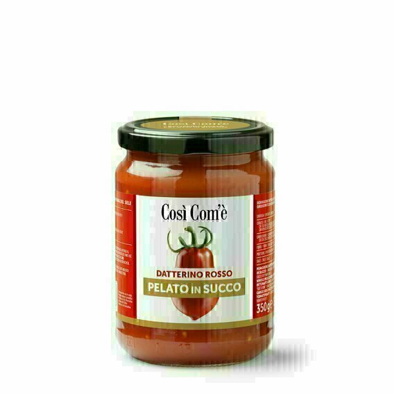 Sauce tomate datterino pelées rouge en jus 350G Sauce tomate datterino pelées rouge en jus 350G