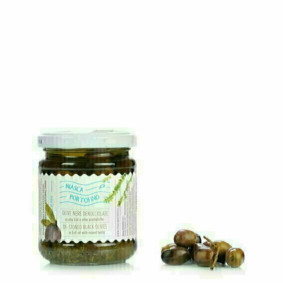 Olives dénoyautées aux herbes aromatiques 180g Olives dénoyautées aux herbes aromatiques 180g