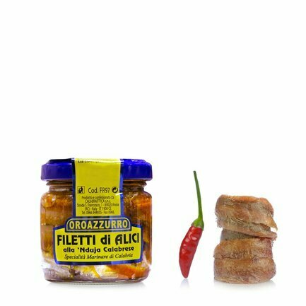 Filets d’anchois aux nduja 100g Filets d’anchois aux nduja 100g