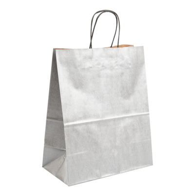 Sacola Prateada Kraft 26x14x32cm