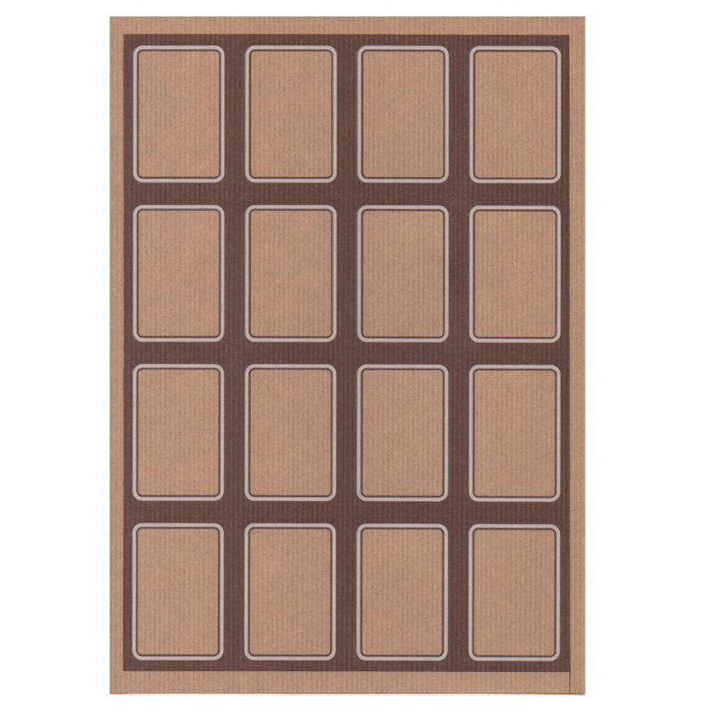 Folha A4 de 16 etiquetas rectangulares 4,5x6,5cm