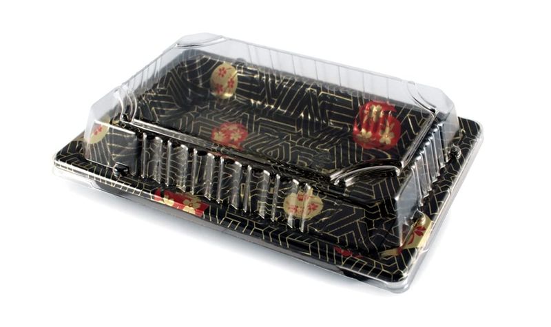 Prato preto SUSHI c/ tampa 24x15x2cm