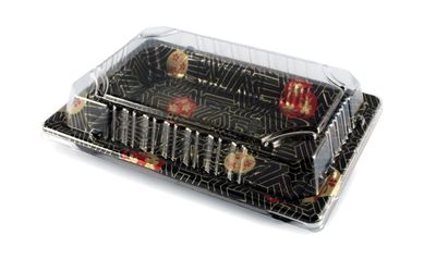 Prato preto SUSHI c/ tampa 24x15x2cm