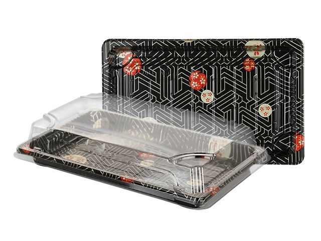 Prato preto SUSHI c/ tampa 24x15x2cm