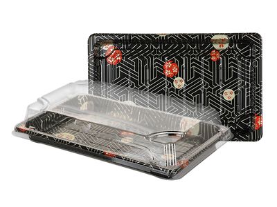 Prato preto SUSHI c/ tampa 24x15x2cm