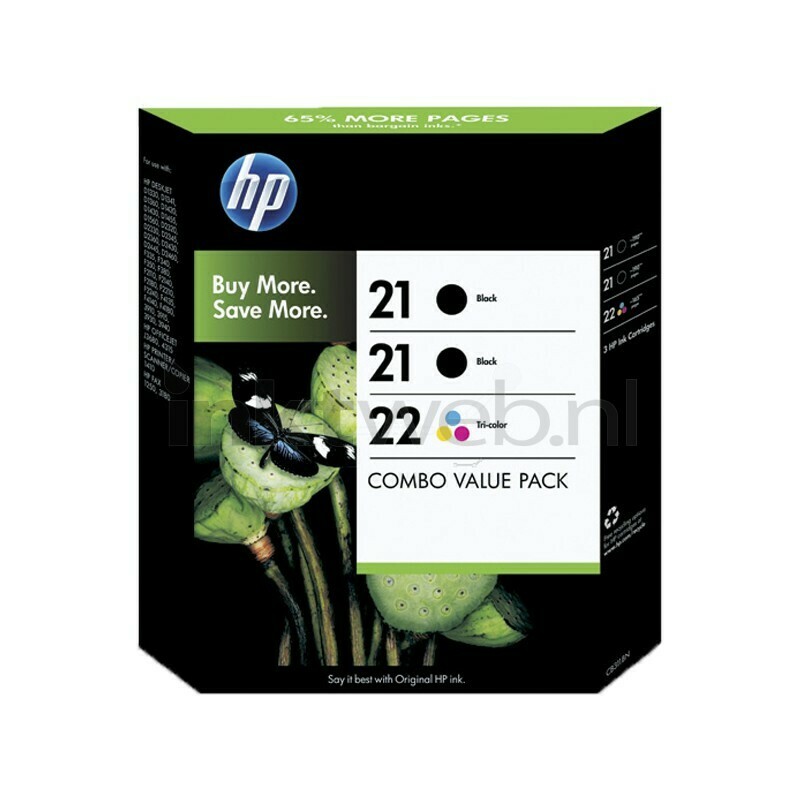 HP 21+21+22 COMBO PACK ( 3 PACK)-PRINTS APP Balck 2 X 190 Pages &amp; Colour 165 Pages