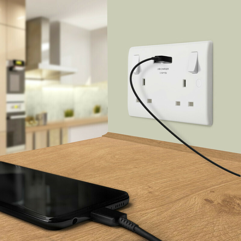 BG 13A Low Profile SP USB Switched Socket 2 Gang 2.1A