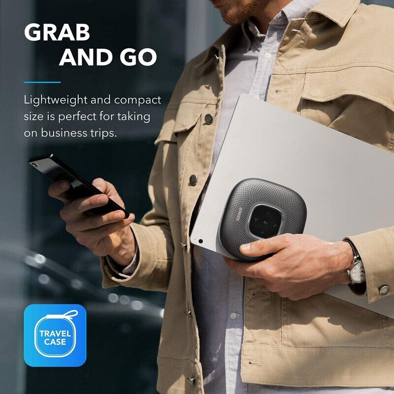 Conference Microphone, Anker PowerConf Bluetooth Speakerphone with 6 Mics, Enhanced Voice Pickup, 24H Call Time