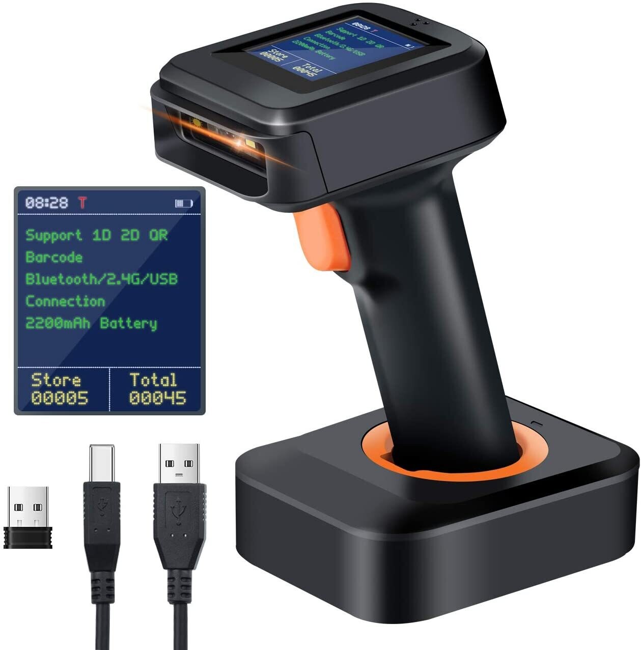 2D Barcode Scanner Wireless, Bluetooth QR Code Scanner