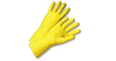 Flocked Lined Yellow  Latex Gloves
