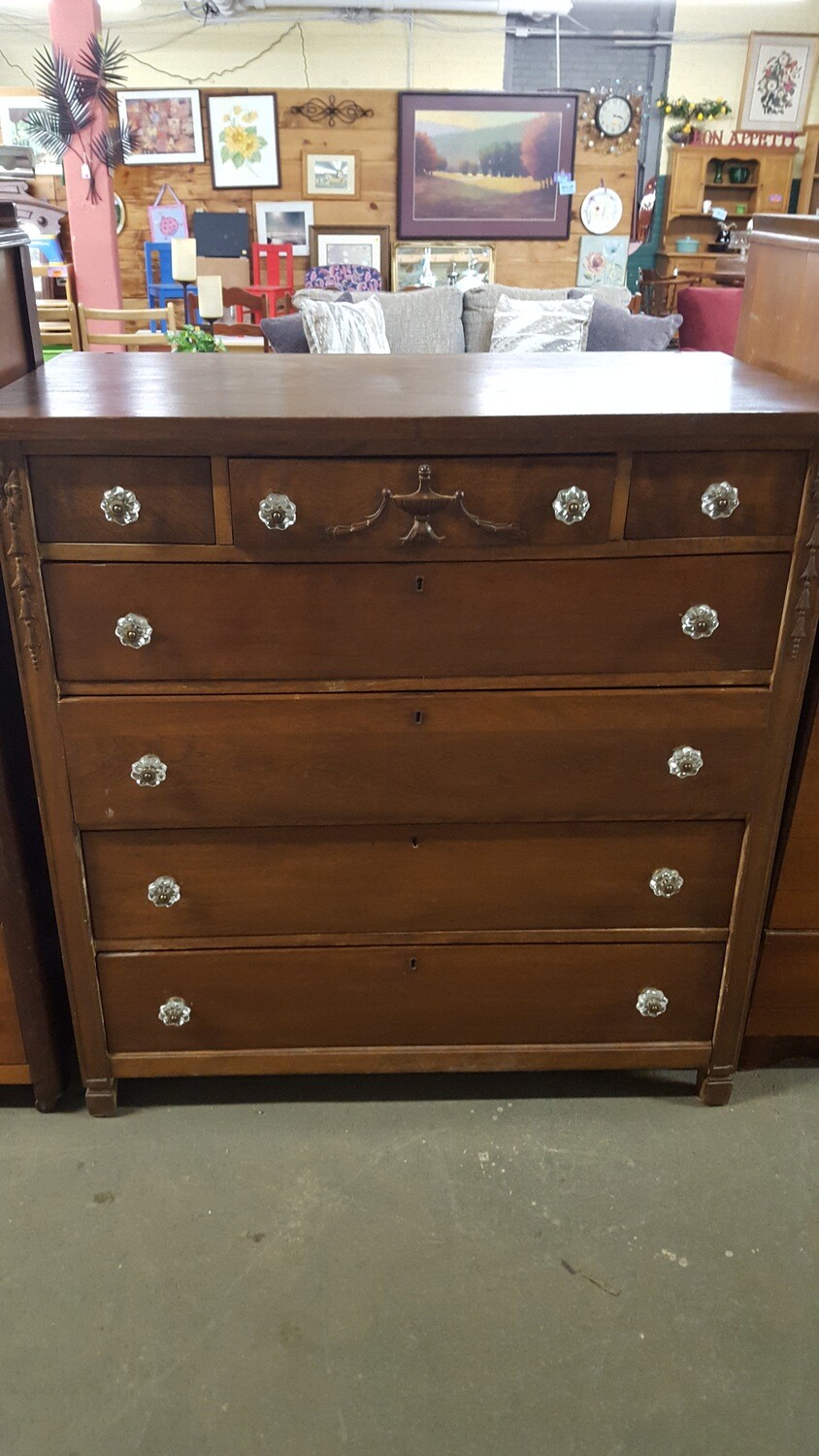 Antique Dresser, glass knobs (p)
