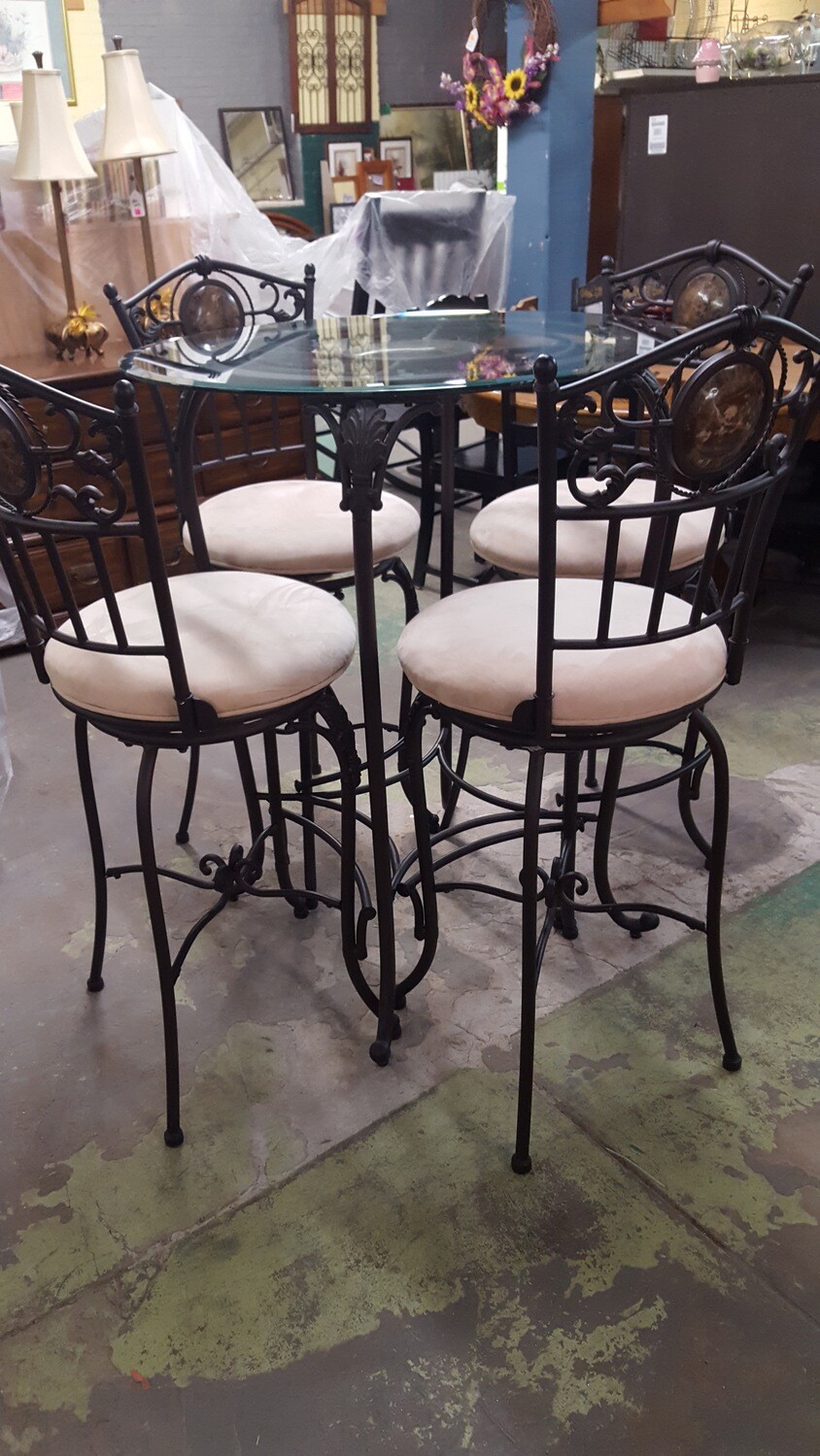 Wrought Iron Hightop Bistro Set (B)