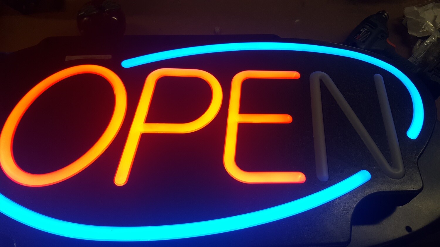 Neon LED Open Sign, needs repair (w)