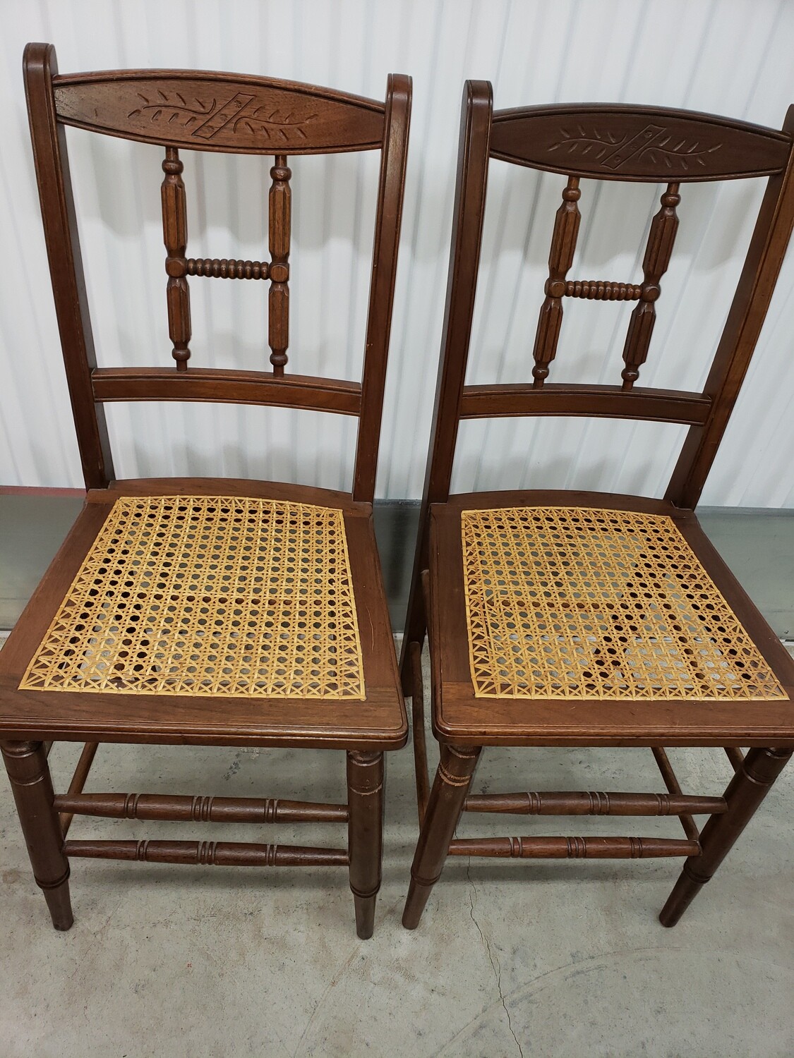 Pair Antique Chairs with caned seats #2213