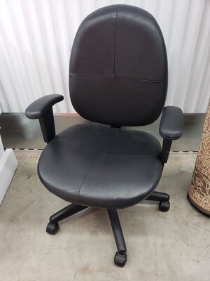 Black Vinyl Office Chair, scuffs #2213