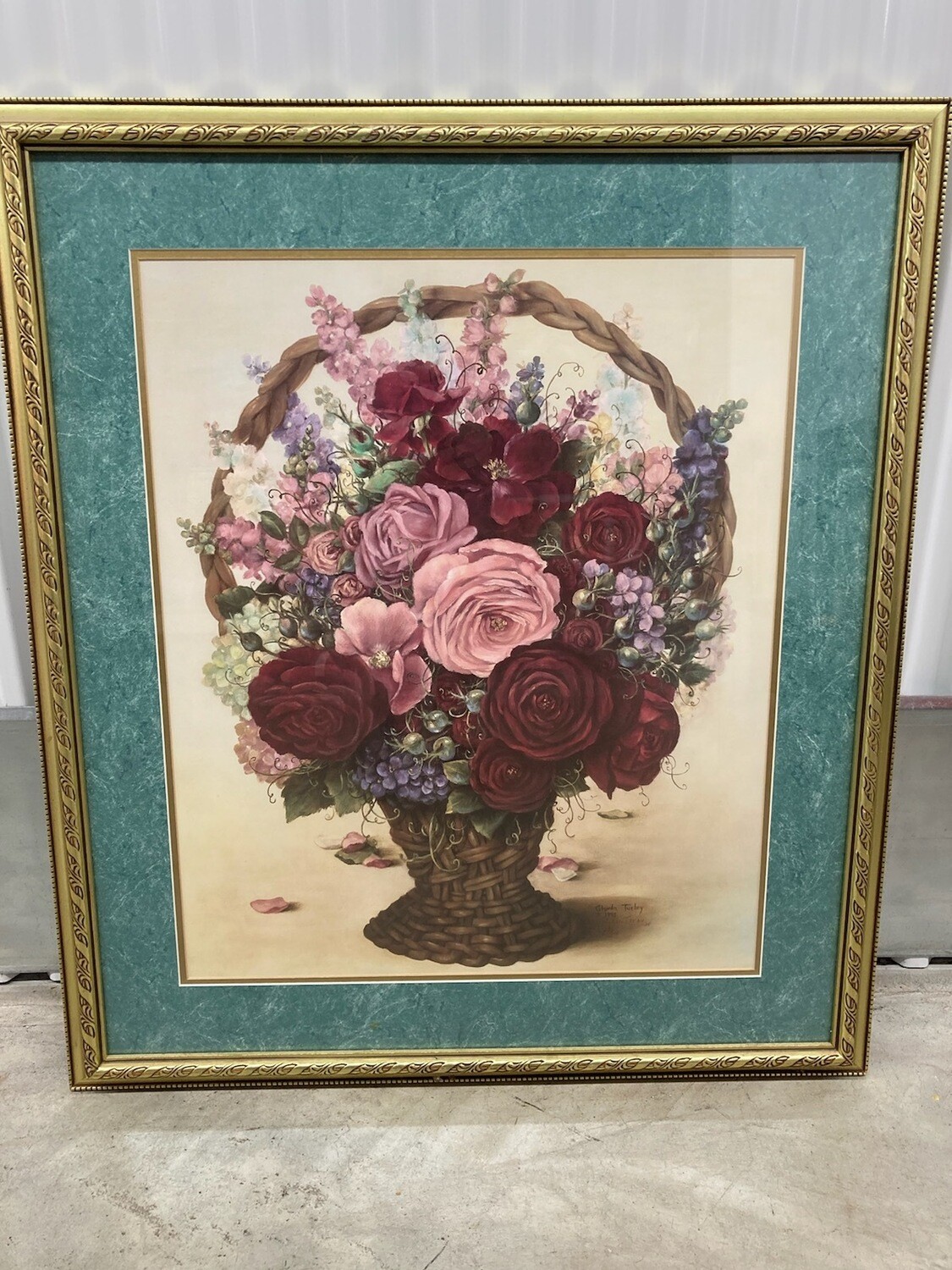 Framed Art:  Basket of Roses #2314