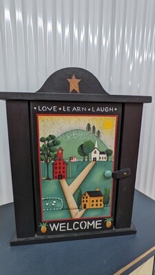 Folk Art Table-top storage cabinet #2314
