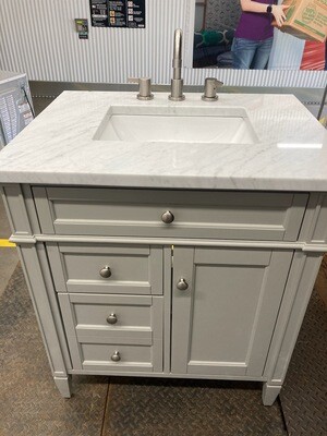 New 30" Gray Bathroom Vanity with Marble Top, some damage #1268