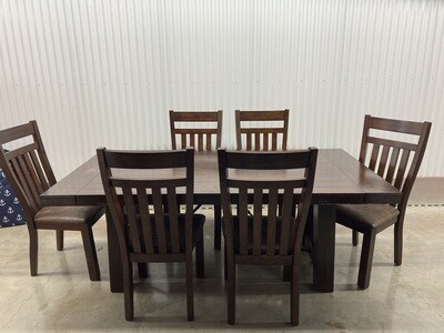 Rough-wood look Dining Set, 6 chairs #2322-2314