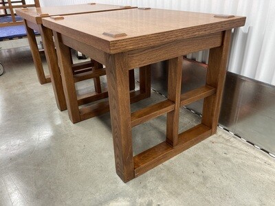 Oak Coffee & End Table Set, cube look #2324
