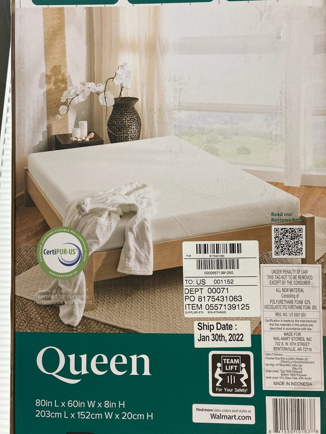 NEW 8" Zinus Serenity Memory foam mattress #2198