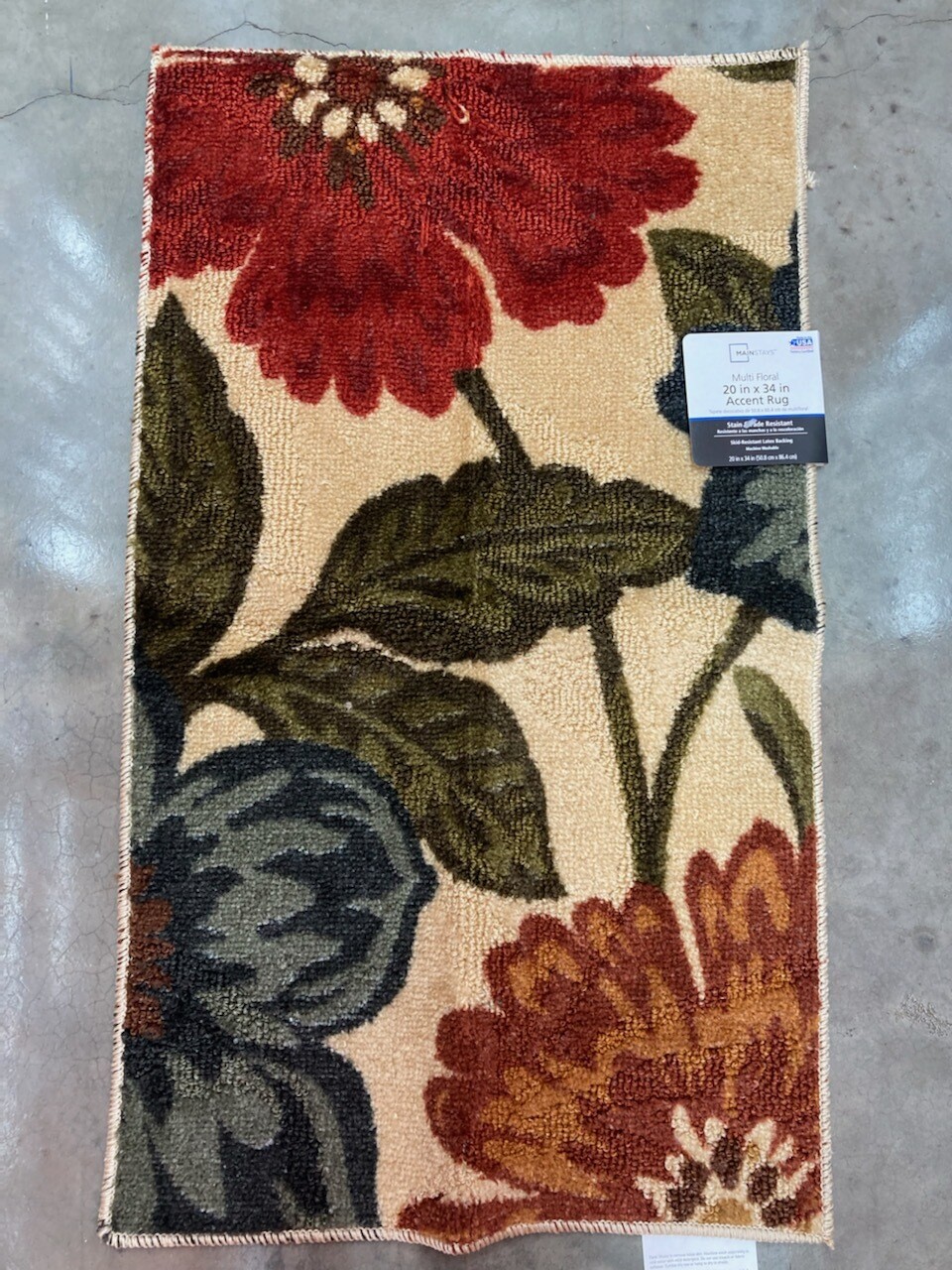Accent Rug 20 x 34 Multi Floral, NEW  #2314