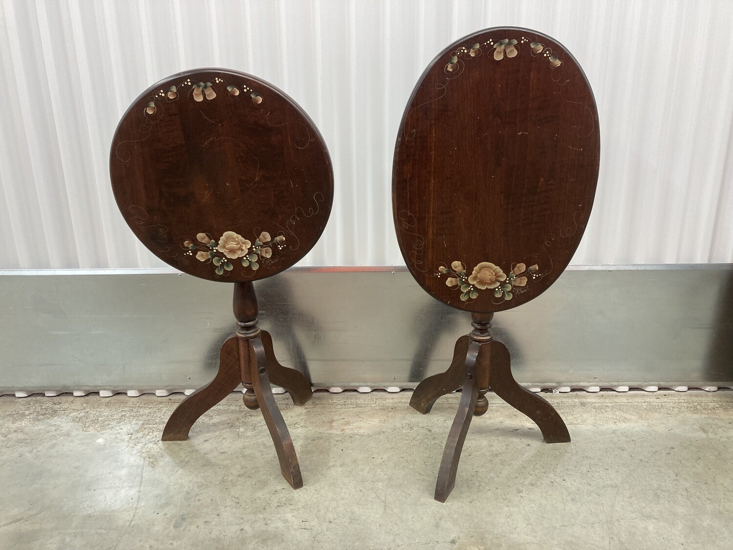 Pair of Tilt-top Accent Tables, hand-painted #2199