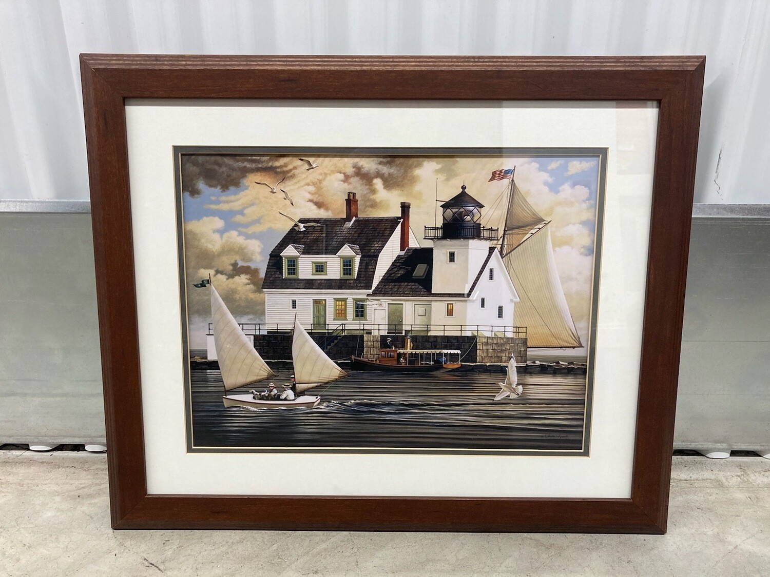 Framed Print: Wysocki Lighthouse & Sailboats #2314