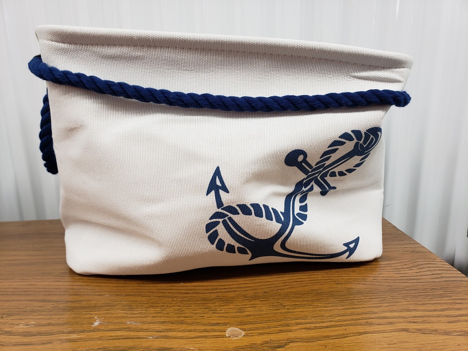 Pair of Canvas Storage Bins with Anchor #2314