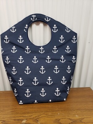 Large Canvas Tote, navy blue with white anchors #2314