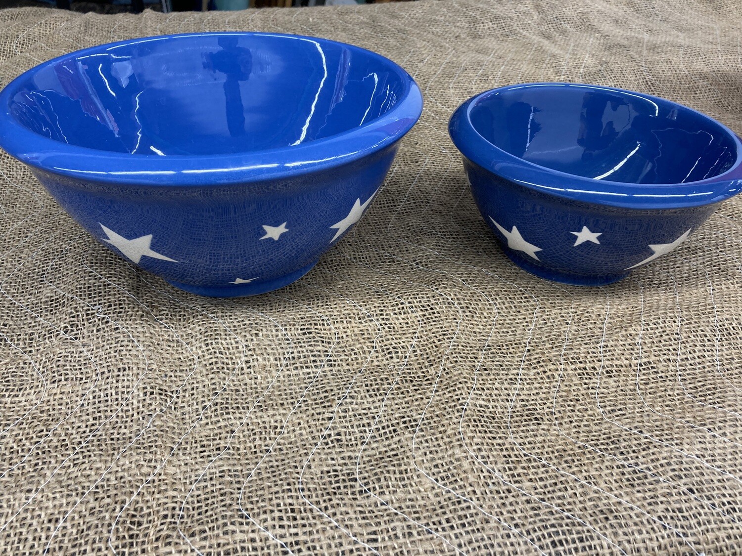 Terramoto Serving Bowls, blue with white stars #2314
