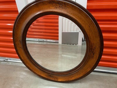 Round Distressed-look Wood Mirror, 32" #2314